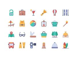 conjunto de iconos planos de vacaciones y viajes vector