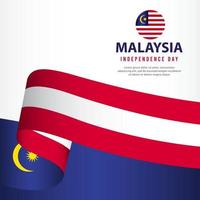 Celebración del día de la independencia de Malasia, ilustración de plantilla de vector de diseño de conjunto de banners