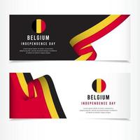 Celebración del día de la independencia de Bélgica, ilustración de plantilla de vector de diseño de conjunto de banners