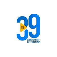 39 Years Anniversary Celebration, Blue Vector Template Design Illustration