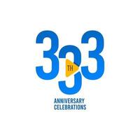 333 Years Anniversary Celebration, Blue Vector Template Design Illustration