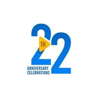 22 Years Anniversary Celebration Vector Template Design Illustration