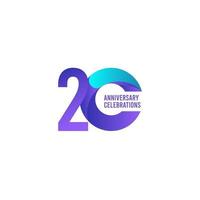 20 Years Anniversary Celebration, Purple and Blue Gradient Vector Template Design Illustration