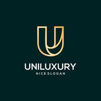 U letter logo line art luxury vector