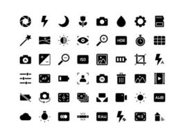 Camera Interface Glyph Icon Set vector