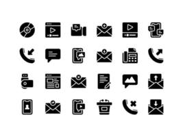 conjunto de iconos de glifo de dispositivos de comunicación vector