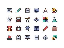 School and Education Lineal Color Icon Set vector