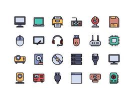 Computer and IT Lineal Color Icon Set vector