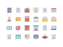 Business and Office Supplies Flat Icon Set vector