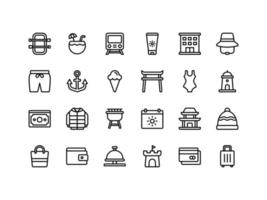 conjunto de iconos de contorno de vacaciones y viajes vector