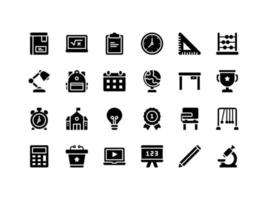 School and Education Glyph Icon Set vector