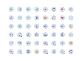 Music Player Buttons Flat Icon Set vector