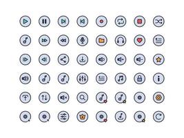 Music Player Buttons Lineal Color Icon Set vector