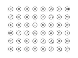 Music Player Buttons Outline Icon Set vector