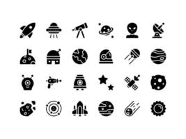 Space Objects Glyph Icon Set vector