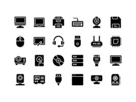 Computer and IT Glyph Icon Set vector