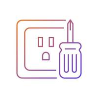 Outlet repair gradient linear vector icon. Electrical plugs and sockets. Voltage testing. Devices connection. Thin line color symbols. Modern style pictogram. Vector isolated outline drawing
