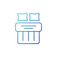 Double bed set gradient linear vector icon. Hotel room for night rest. King size linen bedding. Textile products. Thin line color symbols. Modern style pictogram. Vector isolated outline drawing