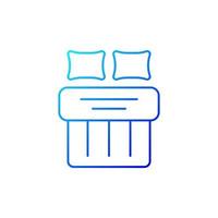 Double bed set gradient linear vector icon. Hotel room for night rest. King size linen bedding. Textile products. Thin line color symbols. Modern style pictogram. Vector isolated outline drawing