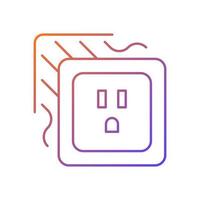 Loose outlet gradient linear vector icon. Electricity flow disruption. Fire hazard risk. Faulty electrical outlet. Thin line color symbols. Modern style pictogram. Vector isolated outline drawing