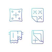 Household cloth gradient linear vector icons set. Soft cushion. Orthopedic mattress. Bed sheets. Textile products. Thin line contour symbols bundle. Isolated vector outline illustrations collection