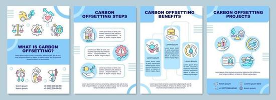 Carbon offsetting meaning brochure template. Compensatory measure. Flyer, booklet, leaflet print, cover design with linear icons. Vector layouts for presentation, annual reports, advertisement pages