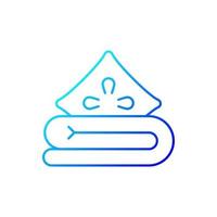 Bed linen gradient linear vector icon. Soft cushion and sheets. Comfortable pillow. Textile products, household cloths. Thin line color symbols. Modern style pictogram. Vector isolated outline drawing