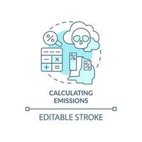 Calculating emissions concept icon. Carbon offsetting abstract idea thin line illustration. Emissions neutralizing. Mitigation actions. Vector isolated outline color drawing. Editable stroke