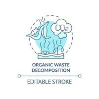 Organic waste decomposition concept icon. Natural carbon emissions cause abstract idea thin line illustration. Composting process. Vector isolated outline color drawing. Editable stroke