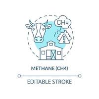 Methane concept icon. CH4 abstract idea thin line illustration. Food and green waste. Emission by human activities. Livestock raising. Vector isolated outline color drawing. Editable stroke