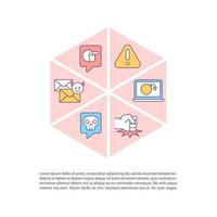 Harassing people online concept line icons with text vector