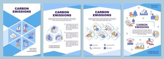 Plantilla de folleto de emisiones de carbono. gases de efecto invernadero causados por el hombre. folleto, folleto, impresión de folletos, diseño de portada con iconos lineales. diseños vectoriales para presentaciones, informes anuales, páginas publicitarias vector