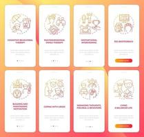 Rehabilitation onboarding mobile app page screen with concepts set vector