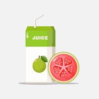 Guava juice box with guava slice icon vector