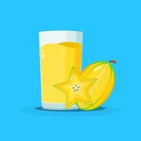 Star fruit juice with star fruit slice icon design vector