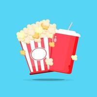 Popcorn icon with a cup of soda vector