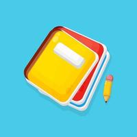 Stack of books with a pencil icon vector