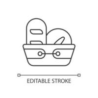 Bread basket linear icon. Container for storing bakery products. Specialy designed equipment. Thin line customizable illustration. Contour symbol. Vector isolated outline drawing. Editable stroke