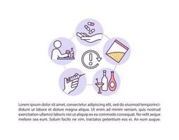 iconos de línea de concepto de recaída física con texto. plantilla de vector de página ppt con espacio de copia. folleto, revista, elemento de diseño de boletín. proceso de tratamiento de enfermedades ilustraciones lineales en blanco