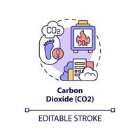 Carbon dioxide concept icon. Greenhouse gases type abstract idea thin line illustration. CO2 concentrations in atmosphere. Non-flammable gas. Vector isolated outline color drawing. Editable stroke