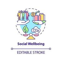 Social wellbeing concept icon. Carbon offset abstract idea thin line illustration. Sustainable development. Neutralizing greenhouse gas emission. Vector isolated outline color drawing. Editable stroke