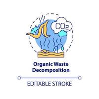 Organic waste decomposition concept icon. Natural carbon emissions cause abstract idea thin line illustration. Raw organic materials composting. Vector isolated outline color drawing. Editable stroke