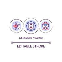 Cyberbullying prevention concept icon. Setting up privacy controls idea thin line illustration. Keeping safety. Raising awareness campaign. Vector isolated outline RGB color drawing. Editable stroke