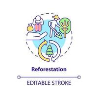 Reforestation concept icon. Carbon offsetting benefit abstract idea thin line illustration. Renewing forest cover. Preserving wildlife. Vector isolated outline color drawing. Editable stroke