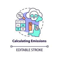 Calculating emissions concept icon. Carbon offsetting abstract idea thin line illustration. Carbon footprint estimation. Fighting climate change. Vector isolated outline color drawing. Editable stroke