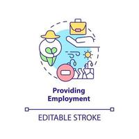 Providing employment concept icon. Carbon offsetting abstract idea thin line illustration. Creating new workplaces. Improving climate impact. Vector isolated outline color drawing. Editable stroke