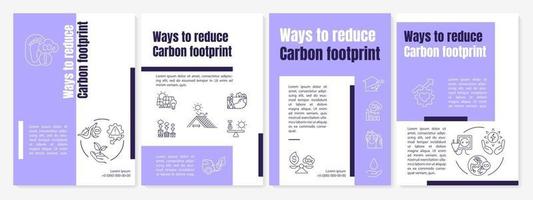 Carbon footprint reduction ways brochure template. Renewable energy. Flyer, booklet, leaflet print, cover design with linear icons. Vector layouts for presentation, annual reports, advertisement pages