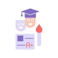 Exhaustion from studying vector flat color icon. Student stress during classes. Education and studying. Mental health. Cartoon style clip art for mobile app. Isolated RGB illustration