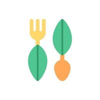Biodegradable cutlery vector flat color icon. Disposable paper fork and spoon. Zero waste. Ecology and environmental protection. Cartoon style clip art for mobile app. Isolated RGB illustration