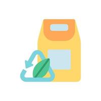 Compostable bag vector flat color icon. Biodegradable paper package. Ecology and environmental protection. Zero waste. Cartoon style clip art for mobile app. Isolated RGB illustration